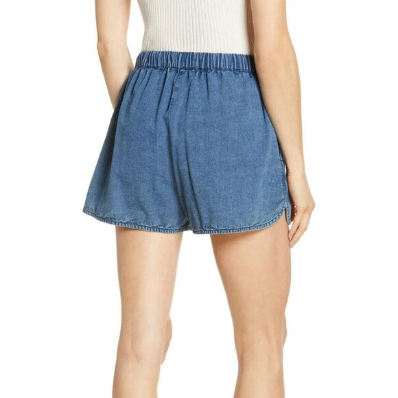Nili Lotan Tilly Cotton Chambray Shorts High Waisted Deep Indigo XS New 255585 - Picture 3 of 9